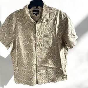 Treasure &‎ Bond Floral Trim Fit Short Sleeve Button Up Size Medium Embroidered